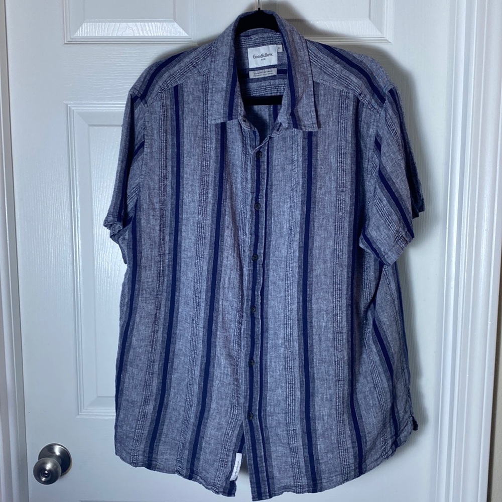 Goodfellow Standard Northrop Short Sleeved Linen Blend Men Shirt Size XL Cabana